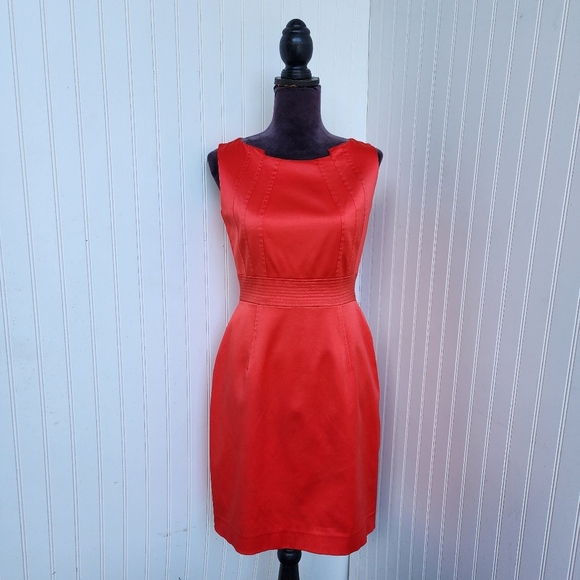NWOT DAVID MEISTER Pencil Dress Womens Red Sleeveless Lined Carrier Sz 6 - Picture 1 of 15